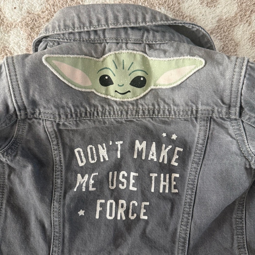 Star Wars Baby Gap Jean Jacket Size 18-24 Months Gray Denim Yoda Mandalorian - Picture 6 of 6